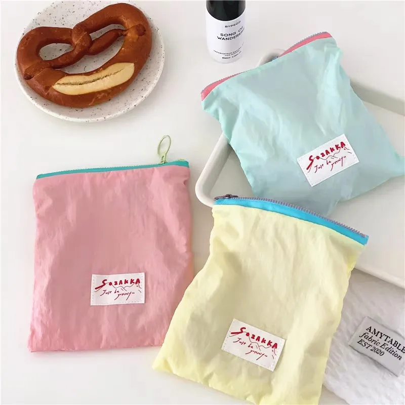 

PURDORED 1 Pc Korean Style Solid Light Color Lipstick Bag Zipper Makeup Cosmetic Bag Coin Purse Pouch