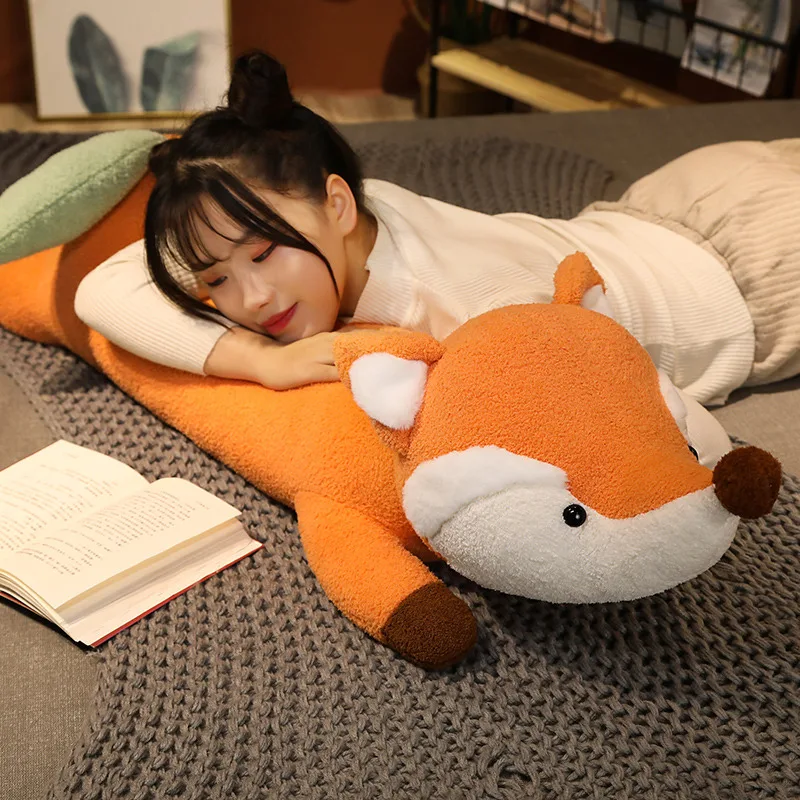 

100/120cm Kawaii Fox Shark Rabbit Bear Plushie Pillow Cartoon Animal Cushion Stuffed Soft Sleeping Toys Girls Kids Birthday Gift