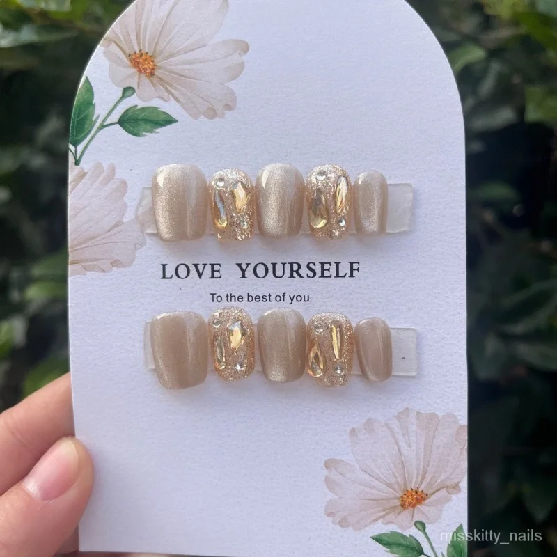 Misskitty ногти ручной работы ультра-короткая лестница чистый кошачий глаз цвет