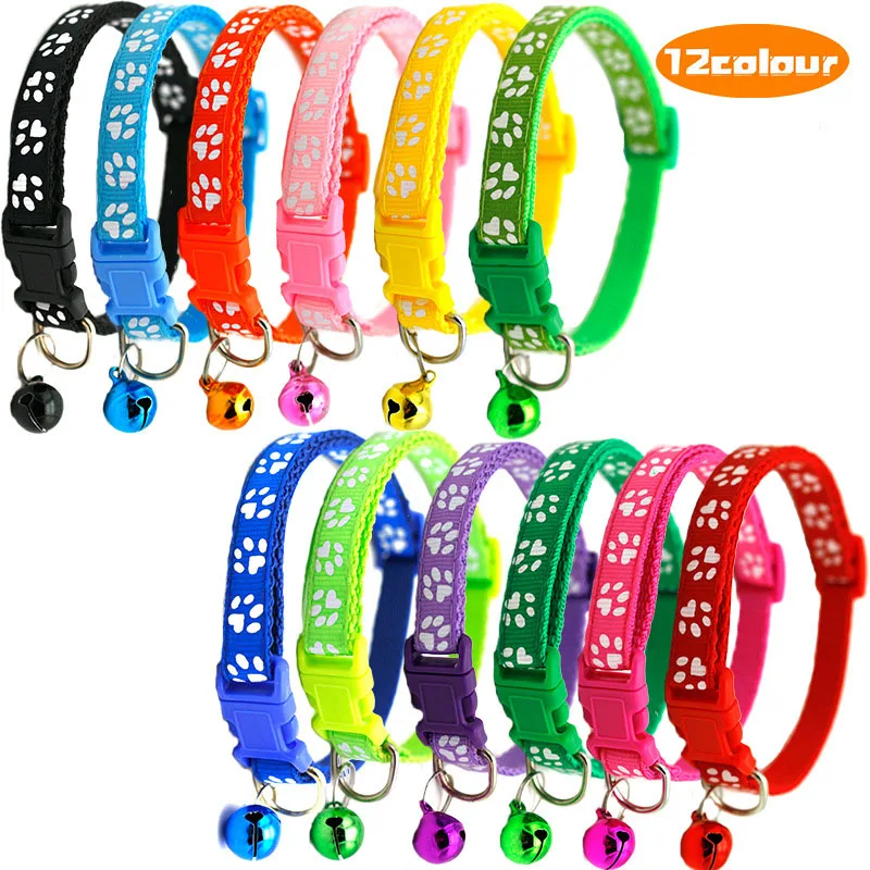 

12Pcs/8Pcs /6pcs Wholesale With Bell Collars Delicate Safety Casual Nylon Dog Collar Neck Strap Fashion Adjustable Bell Pet Cat