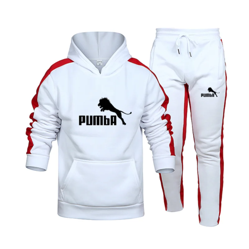 

Мужской брендовый спортивный костюм, повседневный костюм для бега, уличный костюм, куртка на молнии + черные спортивные брюки, 2 шт.