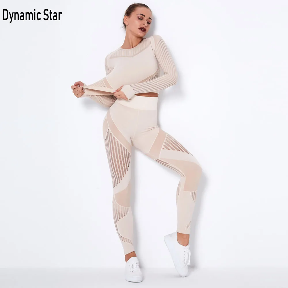 

Seamless Sports Suit Women Yoga Set Workout Clothes For Women Outfits Long Sleeve Shirts Crop Top Fitness Leggings Gym Clothing