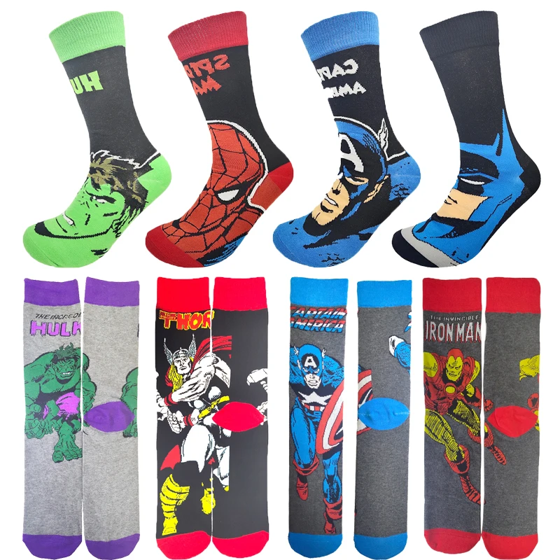 

Calcetines Marvels Men's Socks Print Anime Funny Socks Women's Hip Hop Cartoon Socks Plus Size Skarpety High Quality Stockings
