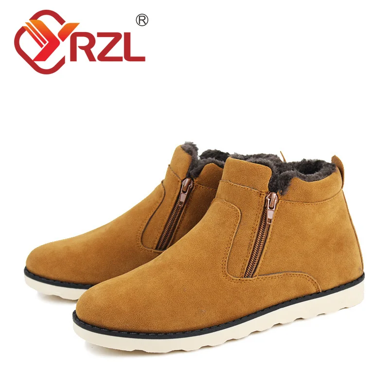 

YRZL New Winter Men's Snow Boots Super Warm Waterproof Non-slip Zipper Cotton Boots High Quality Comfortable Outdoor Winter Shoe