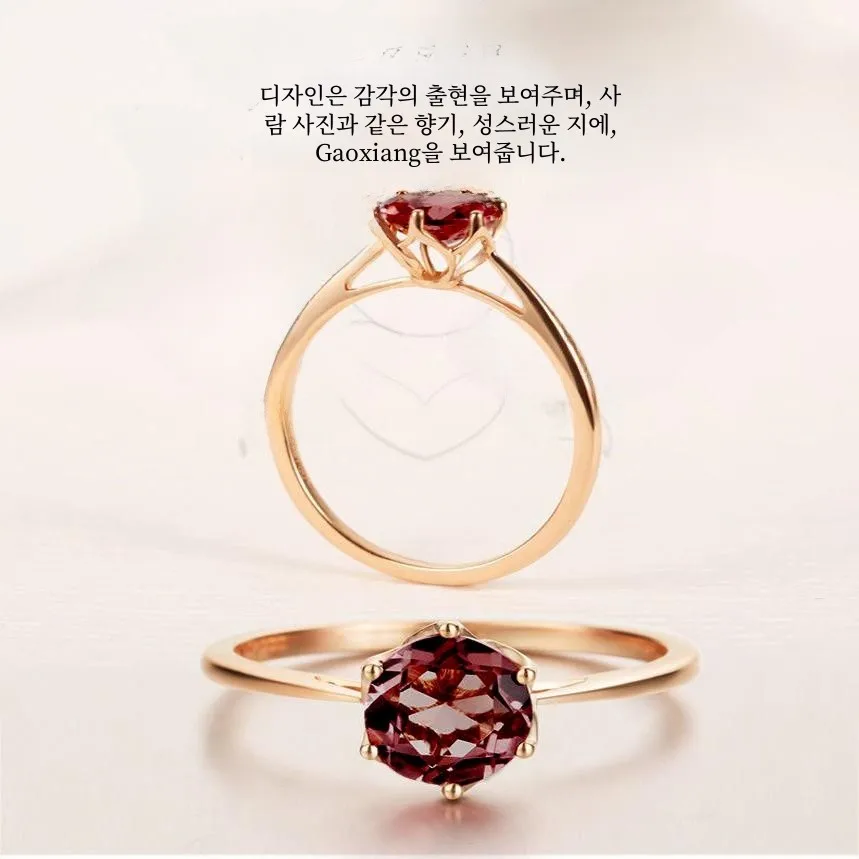 Кольцо принцессы Sle из розового золота с гранатом милое круглое модное простое