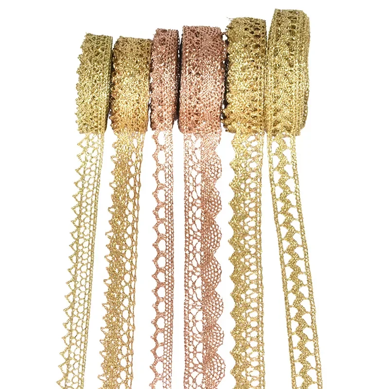 

Gold Silver Lace Trim Bilateral Handicrafts Embroidered Net Lace Trim Fabric Ribbon DIY Sewing Wedding Dress Accessories