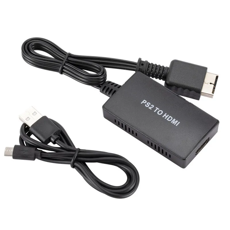 1080P Full HD Adapter with DC 5V Power Supply Cable for PS2 To HDMI-compatible TV/Monitor/Projector/PC Computer, Male To Female