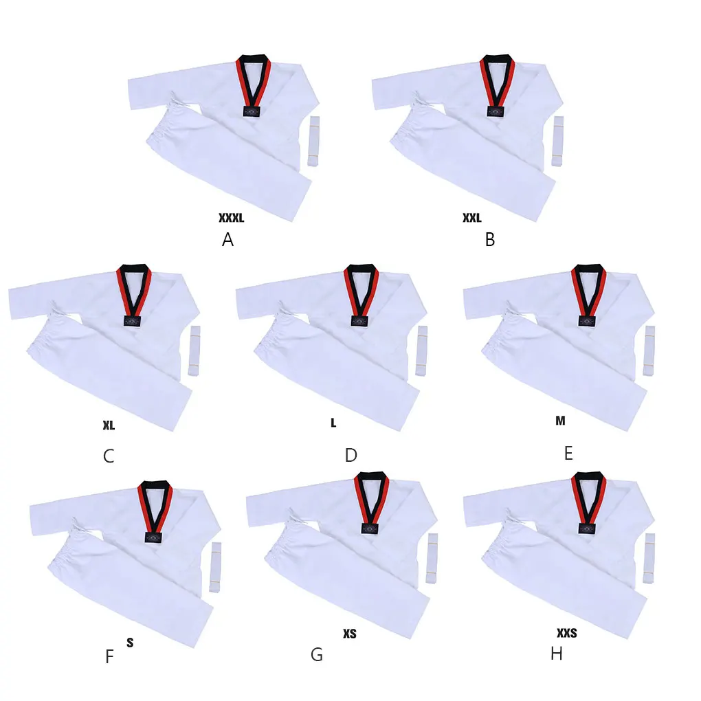

Хлопковая униформа для тхэквондо для взрослых и детей, сменная тренировочная Униформа с V-образным вырезом для начинающих и учащихся