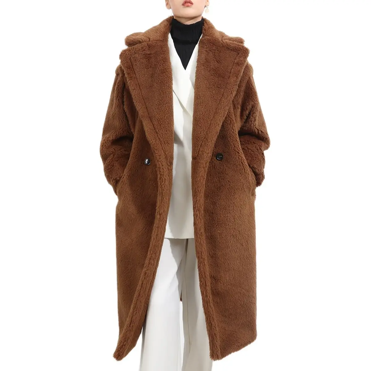 Women's Teddy Bear Fur Coat Winter Alpaca Warm Thicken Overcoat Ladies Fashion Wool Loose Outerwear Female Classic Red Jacket