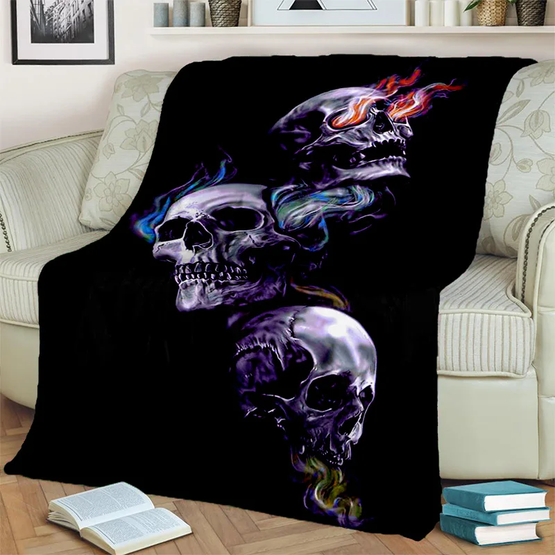 

Gothic Horror Skull Ghost Cartoon Blanket,Soft Throw Blanket for Home Bedroom Bed Sofa Picnic Travel Office Cover Blanket Kids