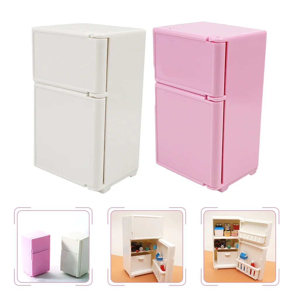 

2pcs Miniature Refrigerator Toys Mini Fridge Toys Mini Accessories