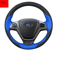 customized hand stitched leather car steering wheel cover for ford focus escort mondeo kuga edge taurus accessories