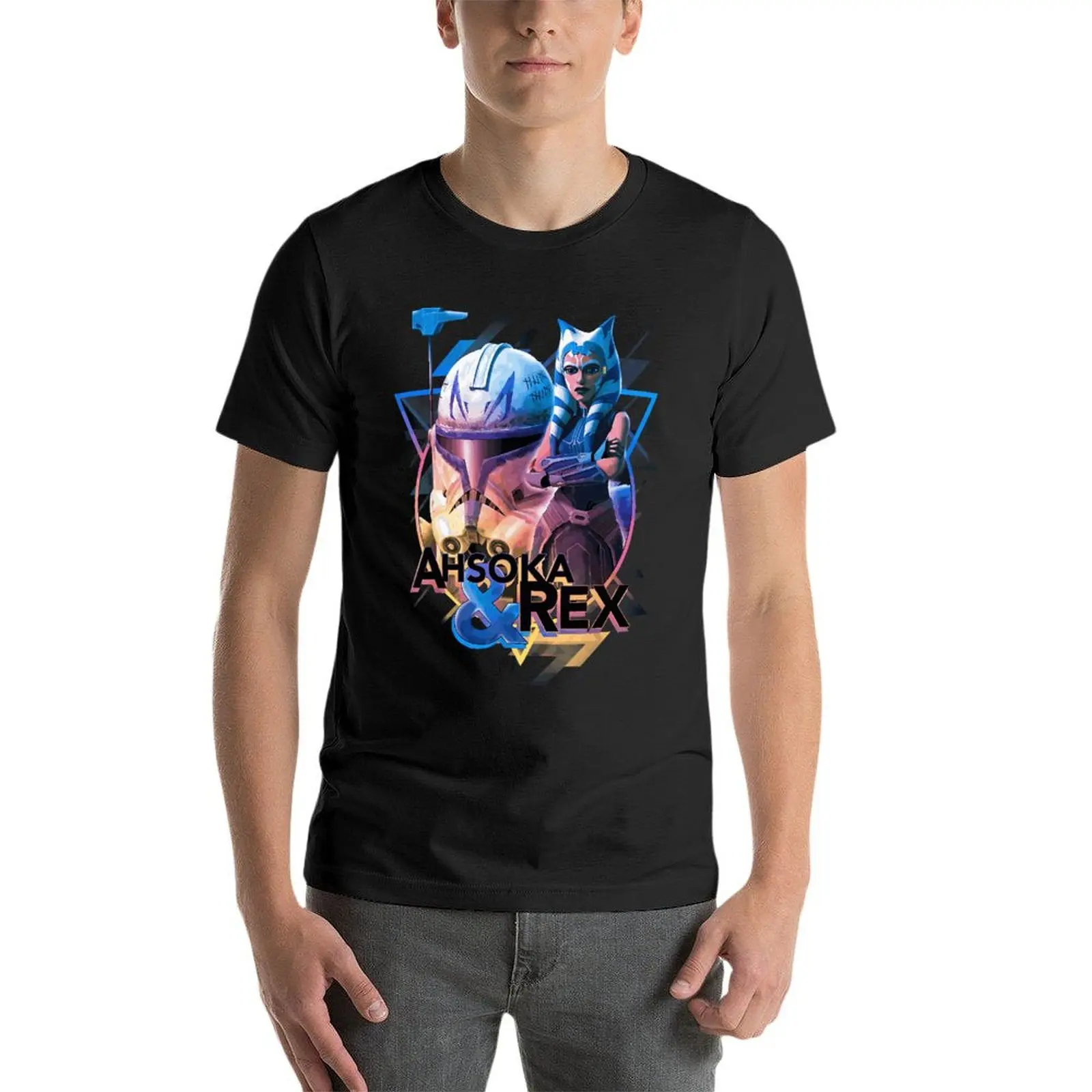 

The Clone Wars Ahsoka Rex Triangle Portrait Oversize T Shirt Personalized Men'S Clothing 100% Cotton Streetwear Big Size Top Tee
