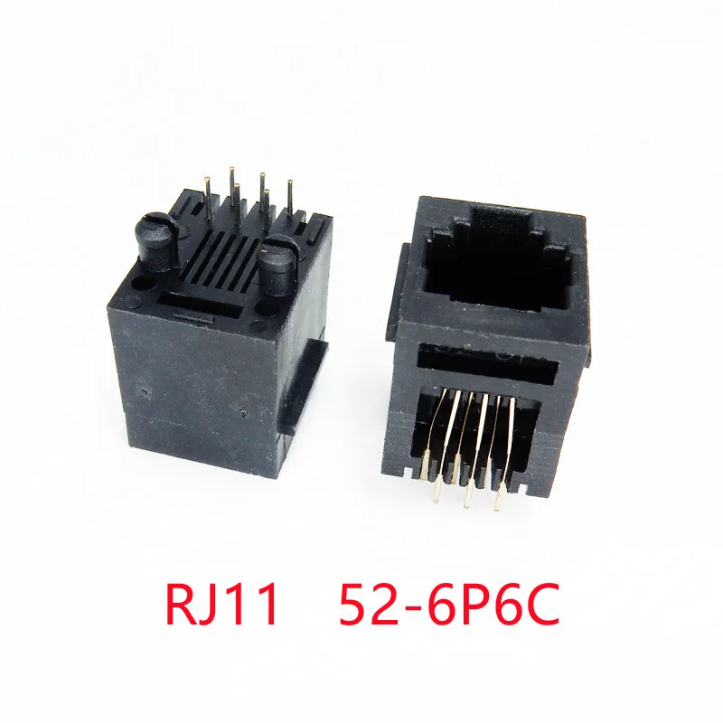 

10pcs RJ11 socket 52-6P6C seat RJ12 phone jack female 6-core crystal head 180 degrees vertical Network module