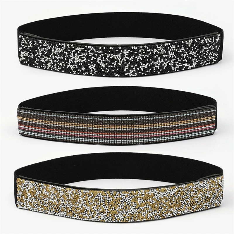 

Shining Rhinestone Sequins Waist Belts For Women Elastic Corset Belt Crystal Waistband Female Dress Decoration Waistbands Mujer