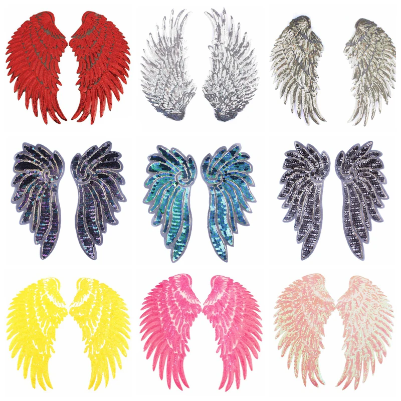 1 пара золотистые/Серебристые цветные патчи с блестками ангельскими крыльями для