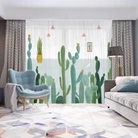 american nordic ins wind curtain cloth yarn semi full blackout cactus small fresh green plant living room bedroom