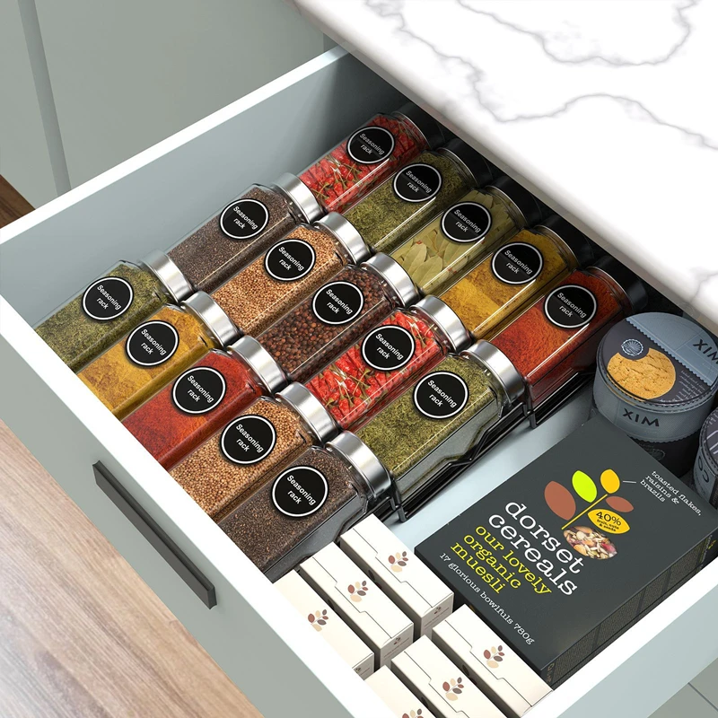 

2Pack 3 Tier Spice Drawer Organizer Seasoning Bottle Storage Rack Under Desk Drawer Storage Jars Shelf Kitchen Cabinets Supplies