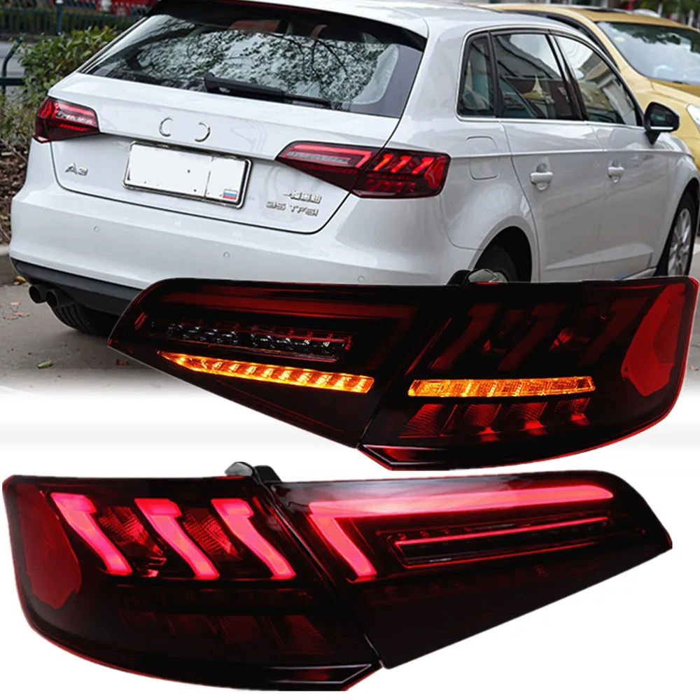 Фото Автомобильные задние фонари для Audi A3 светодиодные задние фонари 2013-2020 S3 Sportback задние фонари DRL динамический сигнал заднего хода автомобильные аксессуары №1
