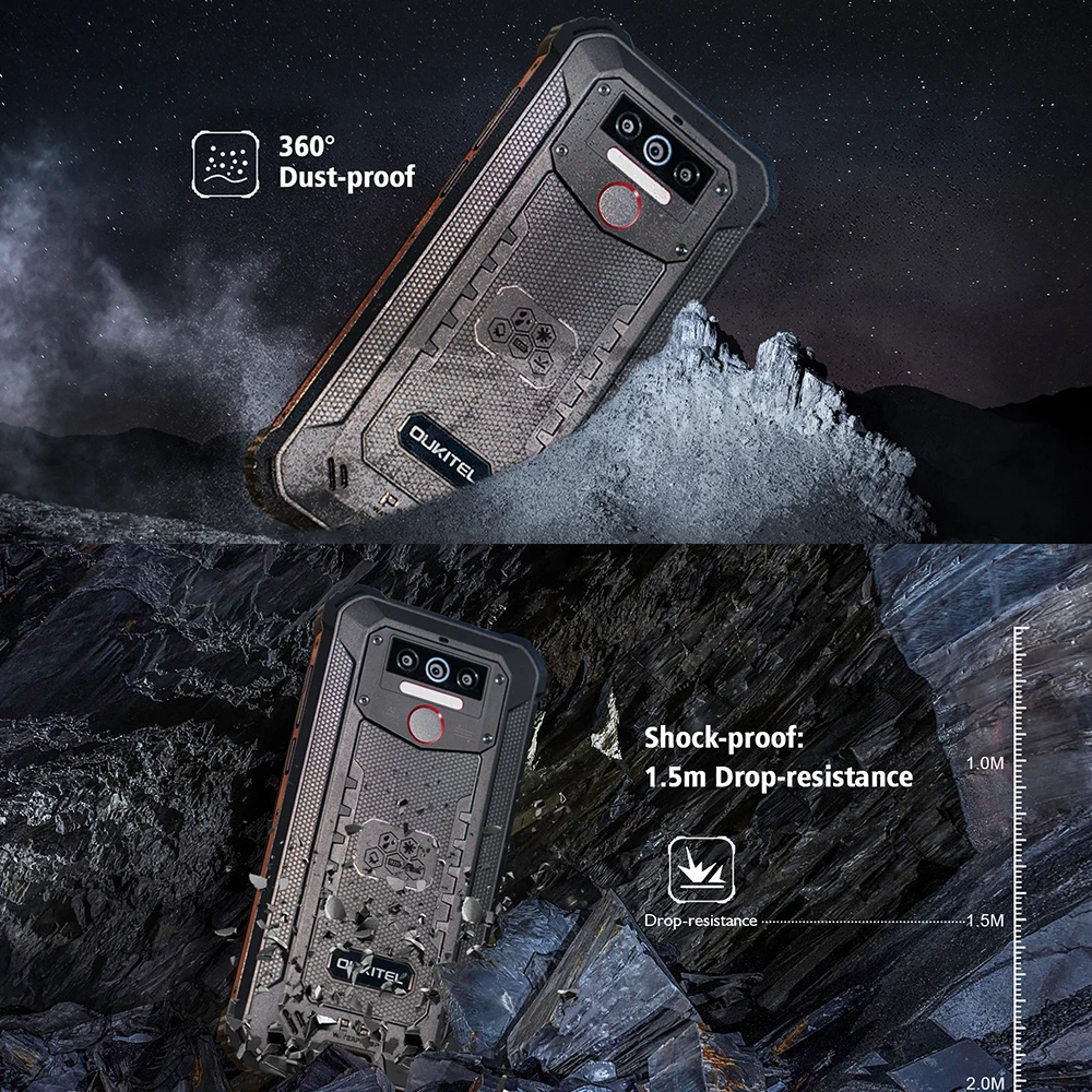OUKITEL WP5 Pro IP68 Waterproof Smartphone 8000mAh Android 10 Triple Camera Face/Fingerprint ID 5.5 Inches 4GB 64GB Mobile Phone
