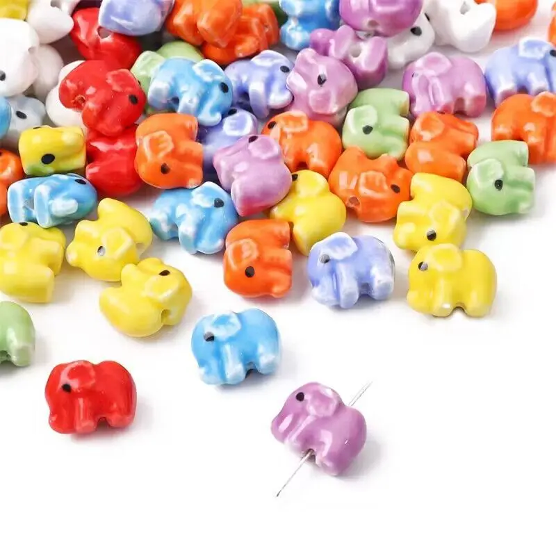 Керамические бусины в виде слона 10 шт