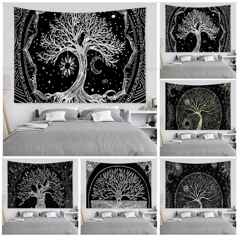 

Psychedelic Tree of Life Wall Tapestry Bohemian Wall Tapestries Mandala Kawaii Room Decor