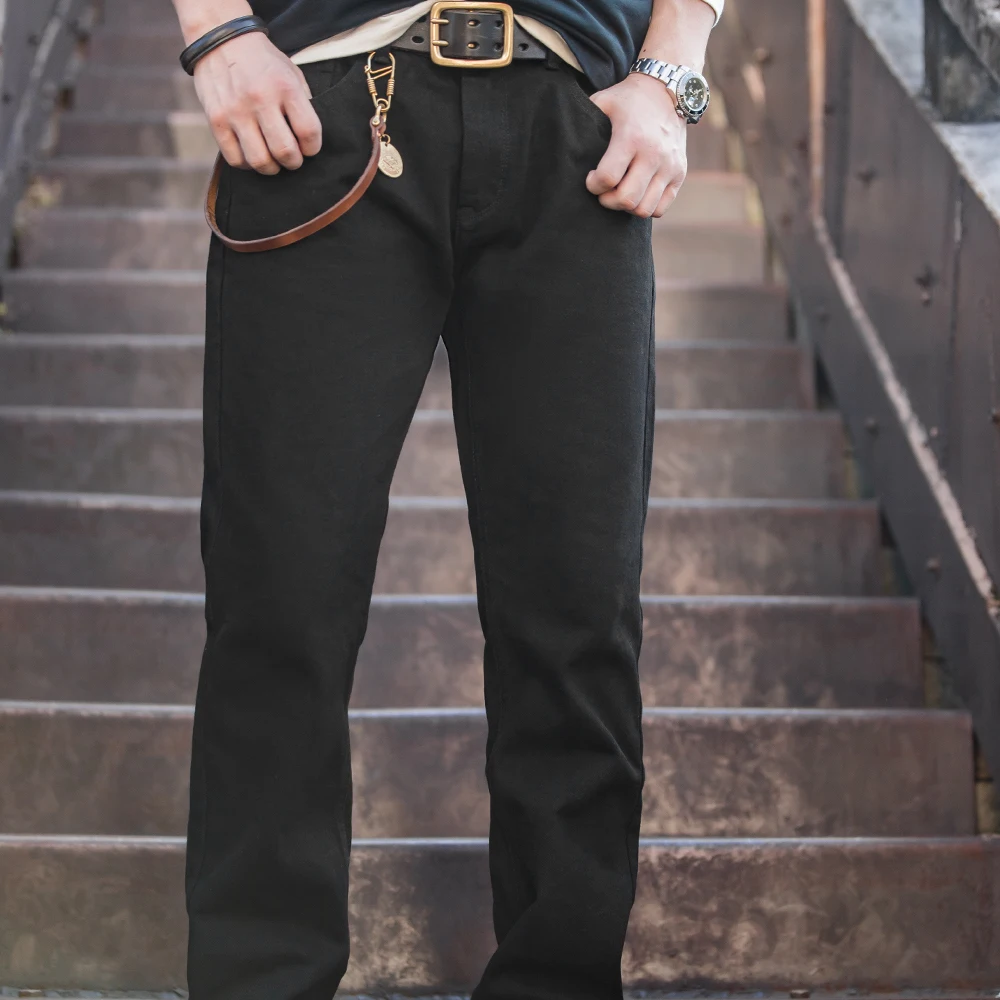 Мужские джинсы в стиле ретро Maden черные прямые брюки со средней талией и