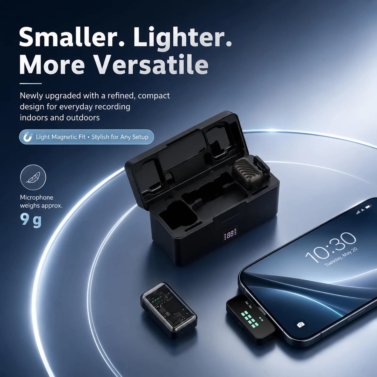 Фото Беспроводной петличный микрофон Gooermi KS08 2.4G с частотой 48 кГц/16 бит, технологией Crystal Voice и шумоподавлением DSP, радиус действия 30 м для камер и телефонов №4