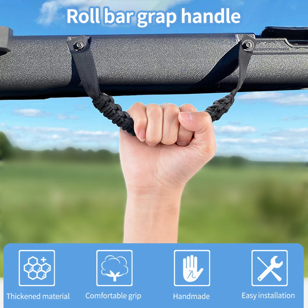 

1Pair Car Grab Handle Handwoven Nylon Strap Grab Door Roof Pull Rope Handle Anti-Slip for Ford Bronco 2021 2022 Auto Accessories