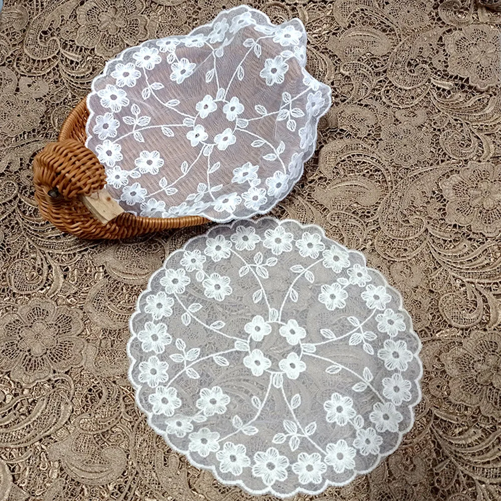 

1PCS Doilies Party Placemats Embroidery Lace Table cloth Kitchen Table Mats Coasters For Glasses Coaster Placemat posavasos E044
