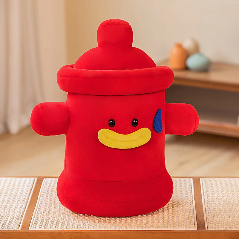 

New Pillow Stuffed Soft Red Backrest Fire Hydrant Plush Toys Car Decoration School Safety Education Props