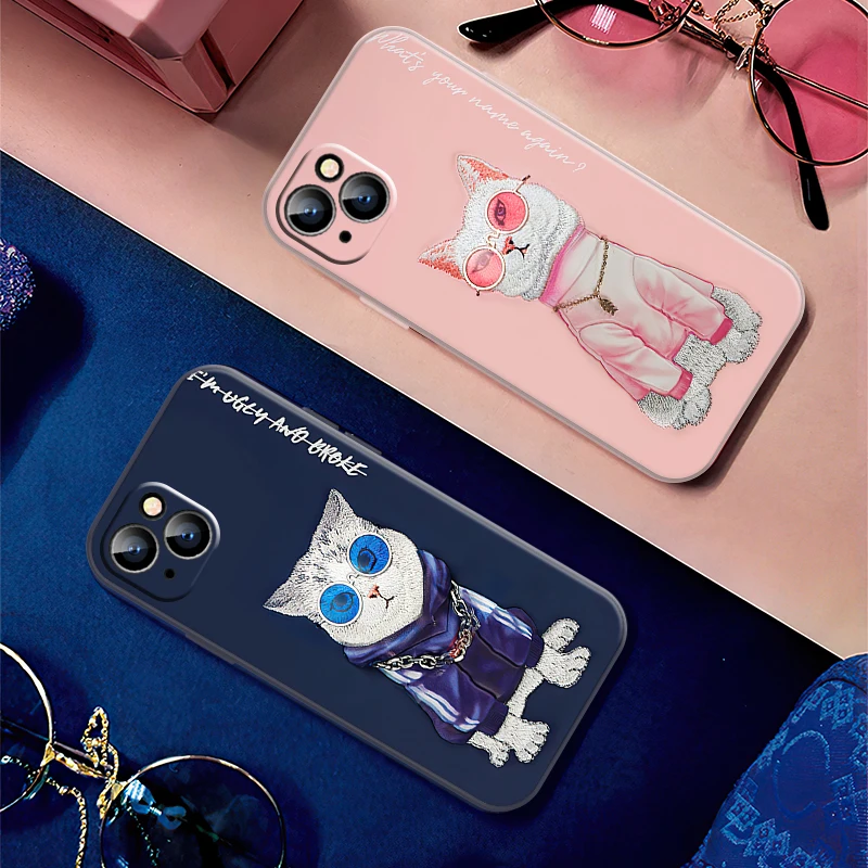 

luxury Cat Dog Trend Phone Case For iPhone 11 12 13 Pro MAX X XR XS MAX 6 7 8 Plus SE 2020 13 12 Mini Protective Case Back Cover