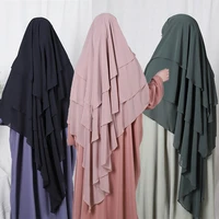 wepbel hijabs muslim islamic scarf muslim womens shawl 3 layer chiffon long scarf islam long hijabs headband wrap headscarf
