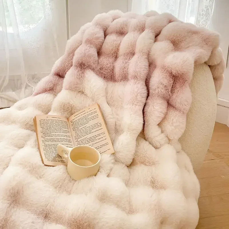 

Плюшевое одеяло класса А из меха кролика, зимнее утолщенное одеяло для сна, плюшевое одеяло для дивана с молоком, кондиционер, Коралловое плюшевое покрывало