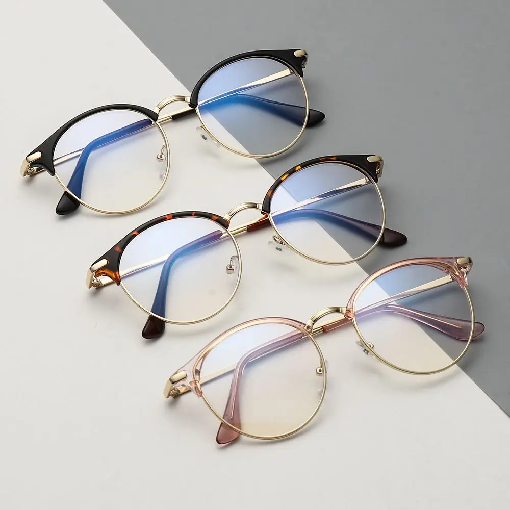 

Vintage Metal Glasses Round Frame Computer Goggles Office Glasses HD Anti Radiation for Women Men Fashion Myopia Eyeglasses