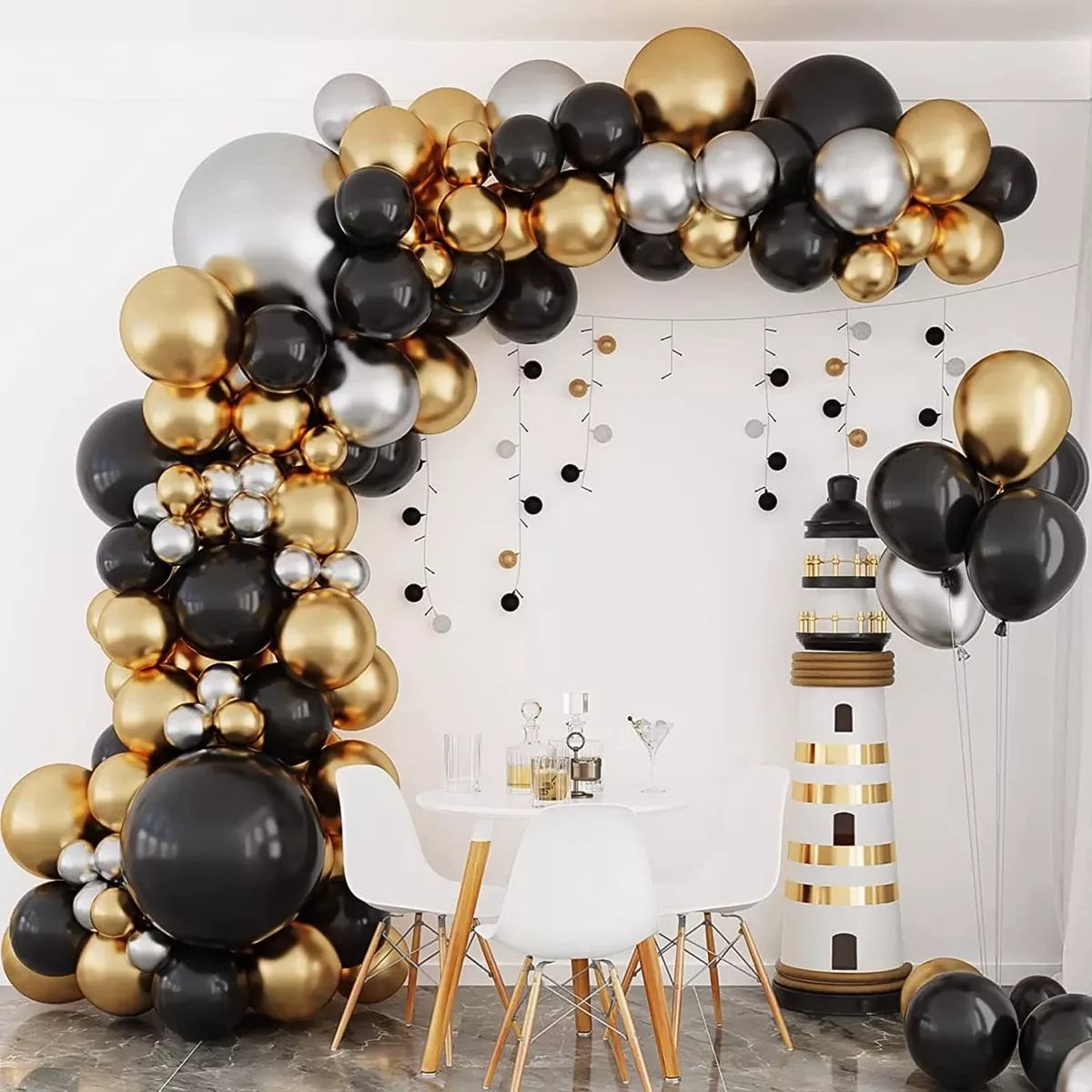 

Black Gold Balloon Garland Arch Happy Birthday Party Decoration Kids Graduation Party Latex Baloon Wedding Birthday Decor