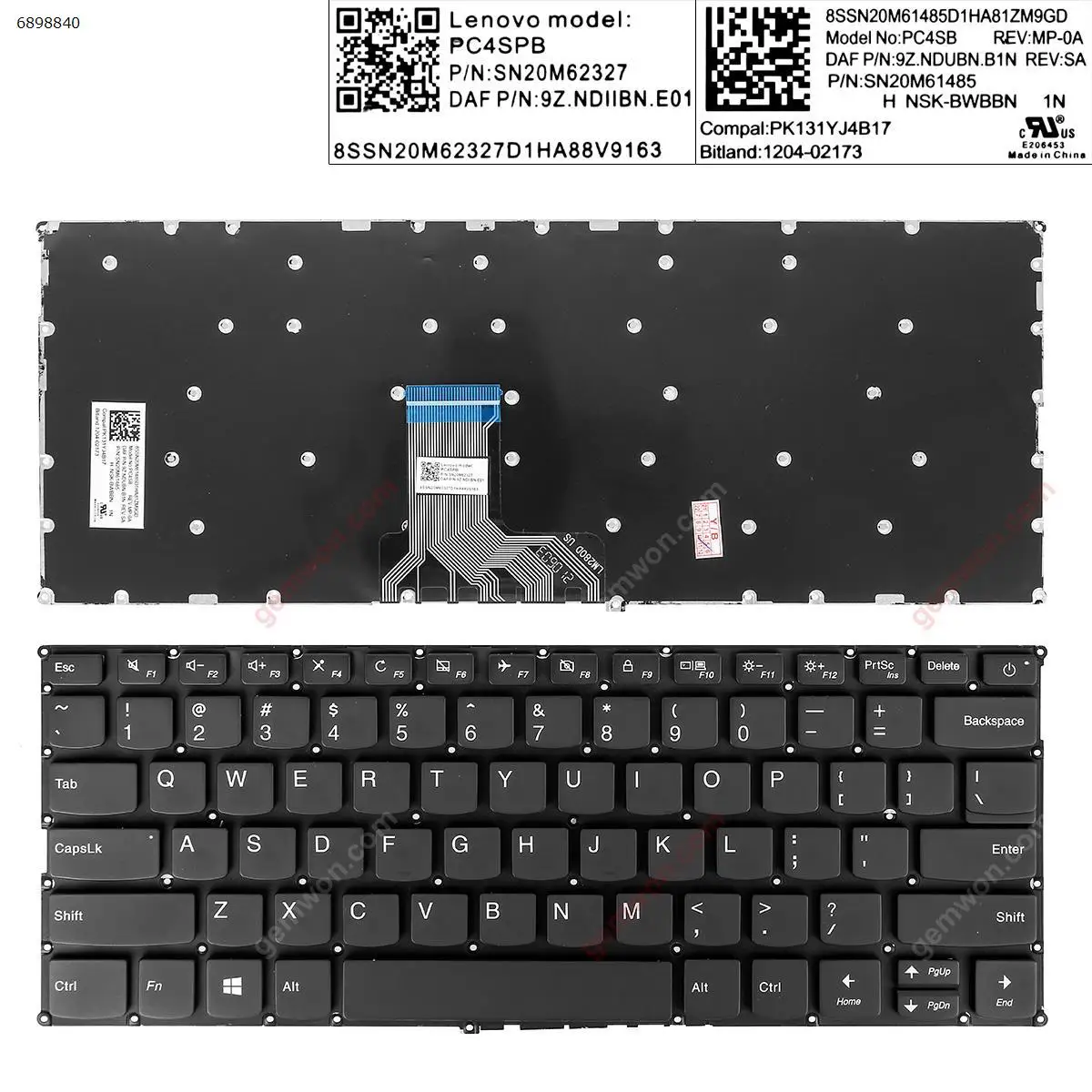

Клавиатура US для ноутбука LENOVO V720-14 V720-14IKB V720-14-ISE 7000-13, Черная