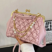 fashion womens bag 2022 trend vintage crossbosy bag pleated luxury designer handbag for women pearl chain totes bags for women