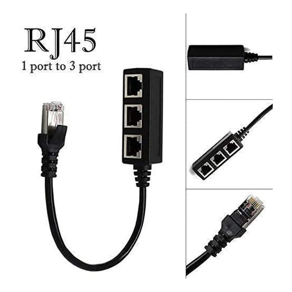 

RJ45 LAN Ethernet Splitter Cable 1 Male to 3 Female Super Cat5 Cat5e Cat6 Cat7 Internet Connection Coupler Contact
