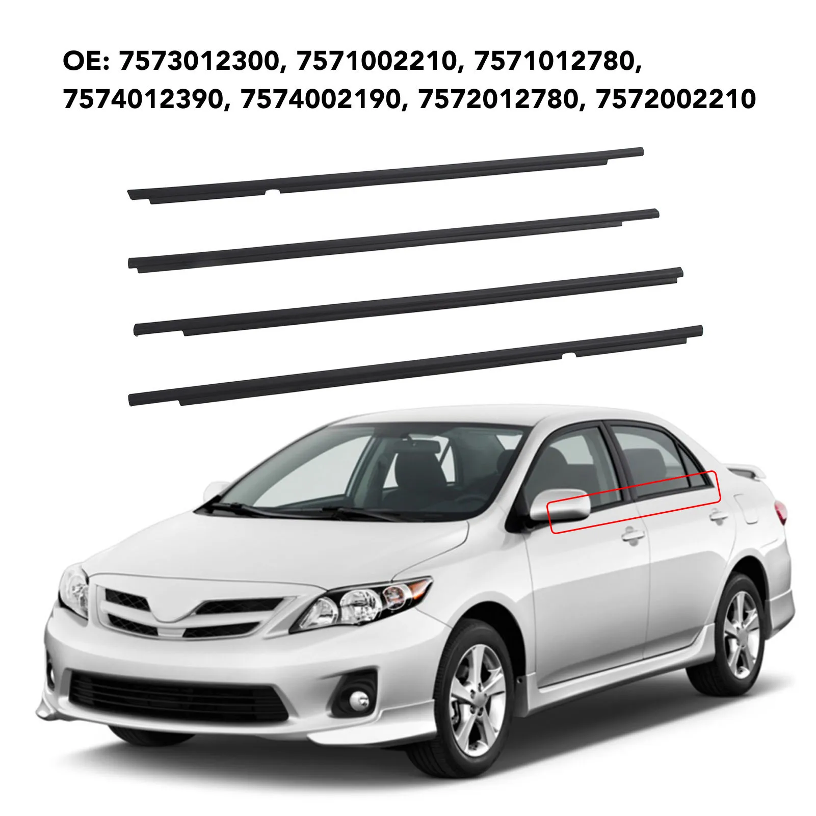 4 шт. уплотнитель для дверного окна 7571002210 7571012780 7572012780 7572002210 Замена Toyota Corolla 2009-2012