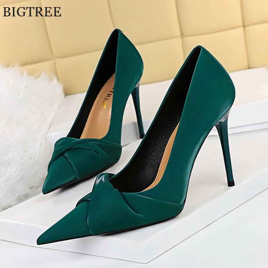 Элегантные женские туфли-лодочки на высоком каблуке 7 5/10 см с бантом осень 2022