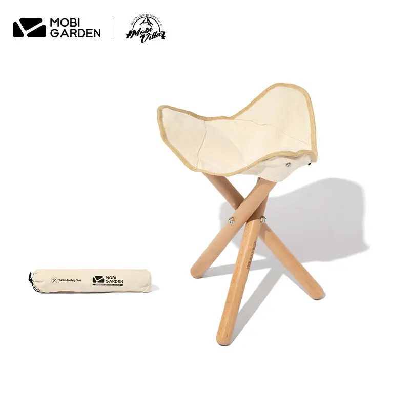 

MOBI GARDEN Outdoor Folding Chair Portable Lightweight Solid Wood Maza Immediately In situ Camping Picnic Triangle Stool