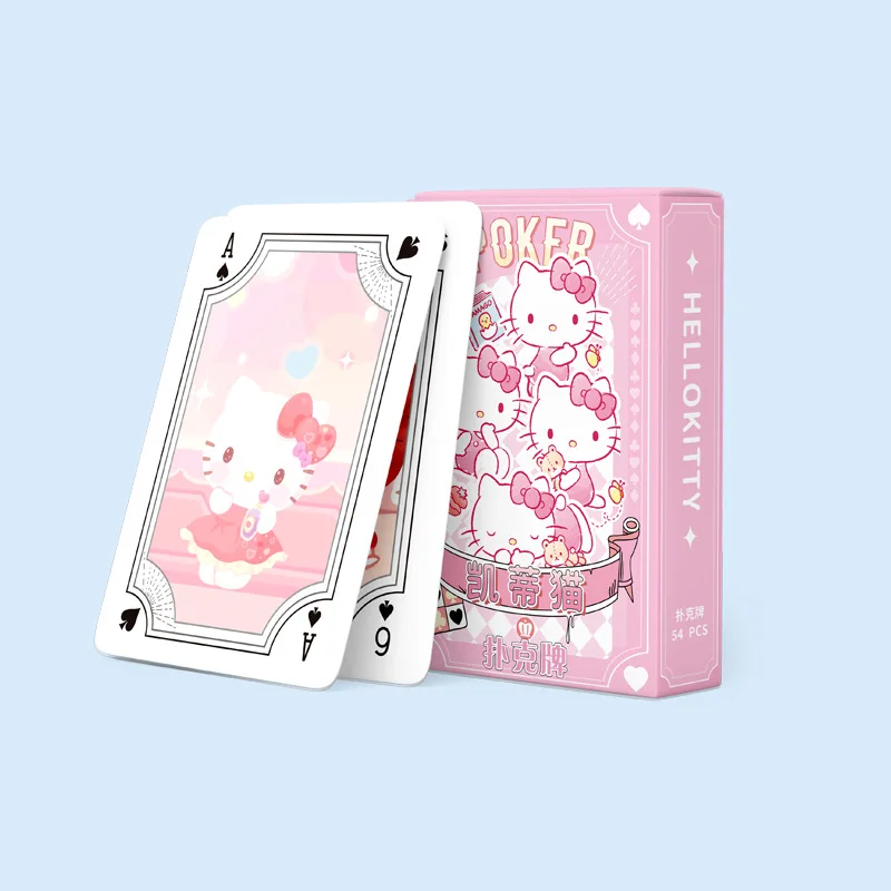 

54pcs Kawaii Sanrio Melody Cinnamoroll Kitty Kuromi Animation Cute Doll Leisure Entertainment Poker Collection Card Boys Gift