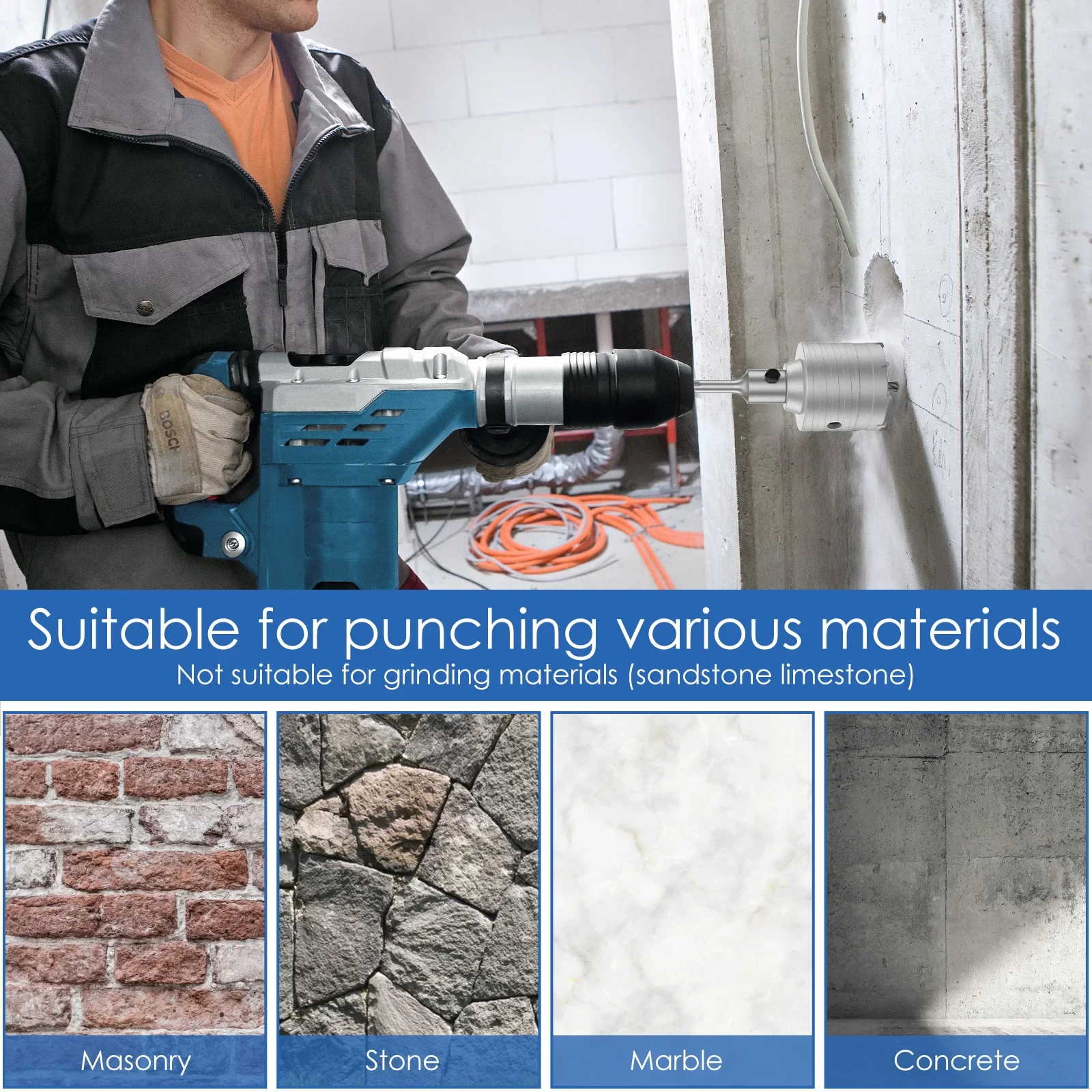 Фрезы для отверстий 110 мм SDS Plus легкие 68 мм/2 дюйма