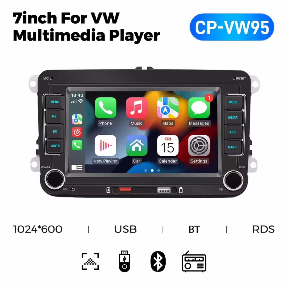 

7-дюймовый 2-DIN HD Автомобильный Мультимедийный Видеоплеер MP5 С CarPlay И Android Auto, Стереосистема Для VW, Seat, Skoda