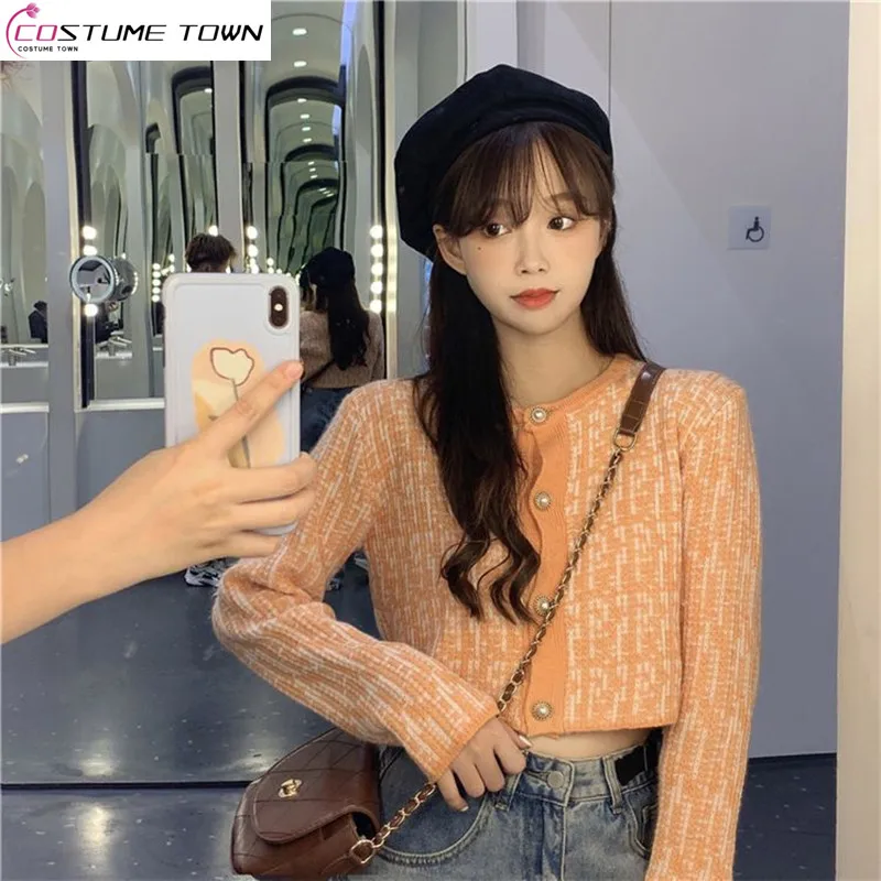 

Small Fragrance Style Outerwear Cardigan Women's Coat Thin Loose Short Top Temperament Gentle Style Long Sleeve Knitwear