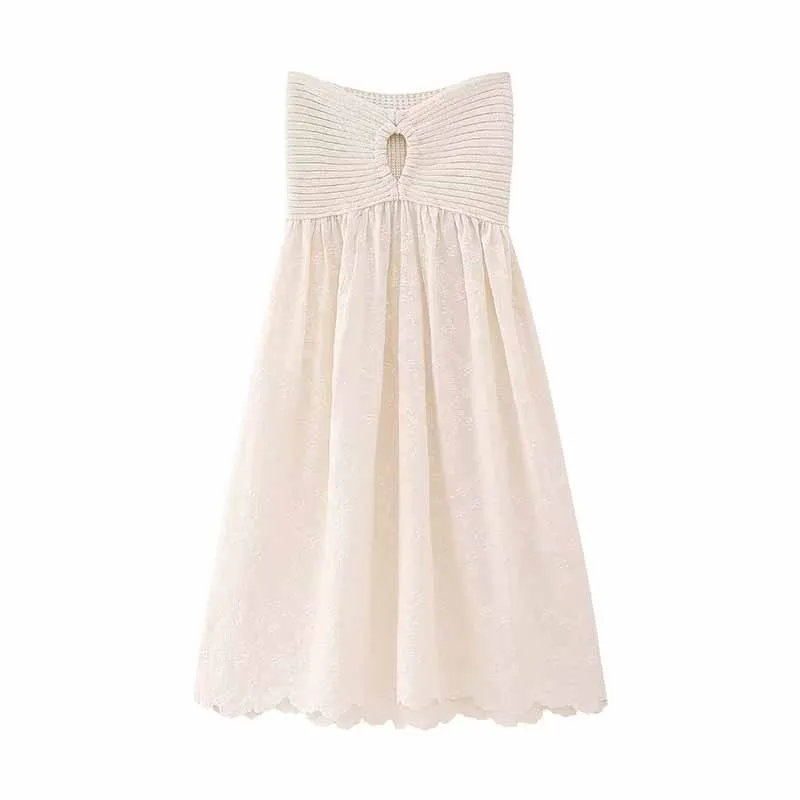 

Summer Women's 2023 New Casual Backless Bustier Embroidered Knitted Loose Mini Dress Sexy Evening Dresses