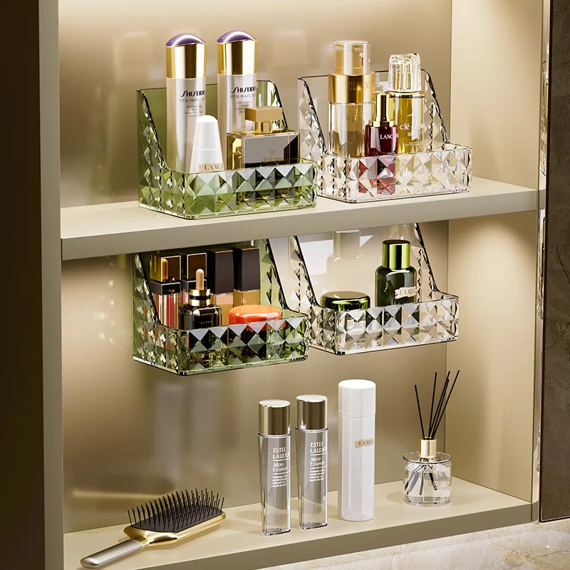 

Mirror Cabinet Storage Box Wall Mounted Perforated Free Home Bathroom Wash Table Cosmetics Lipstick Storage Rack