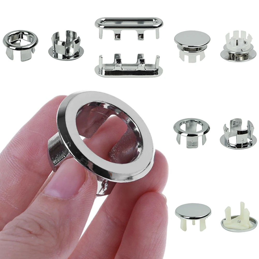 

1pc Kitchen Bathroom Basin Sink Overflow Ring Wash Basin Insert Hole Cover Cap Overflow Ring Round Insert Chrome Hole Cover Cap