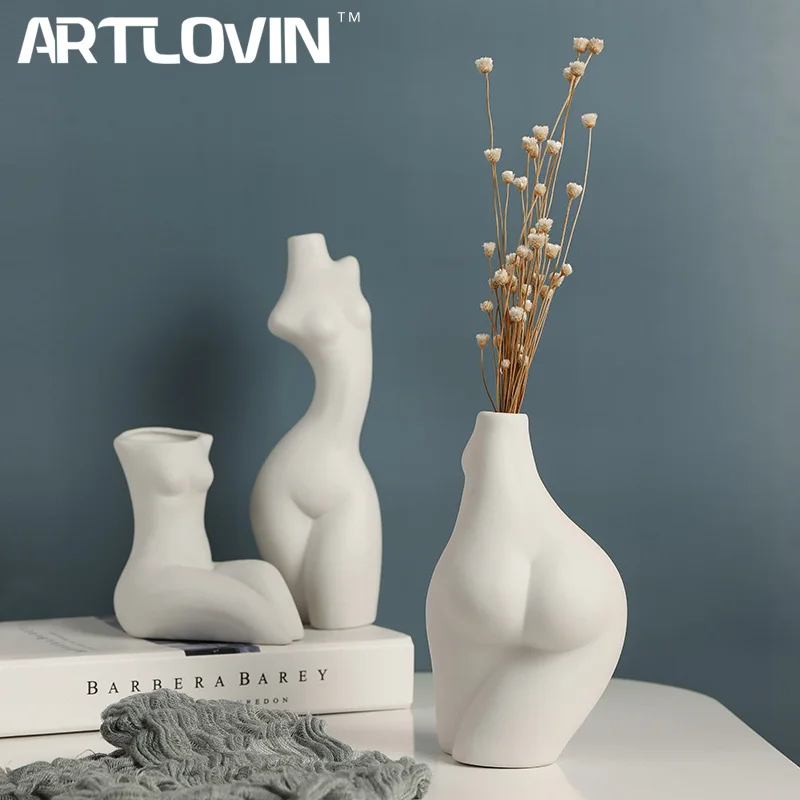 

Керамическая ваза ARTLOVIN в скандинавском стиле, пикантная статуя тела, декоративные цветочные горшки, белый бюст, обнаженный портрет, декорат...